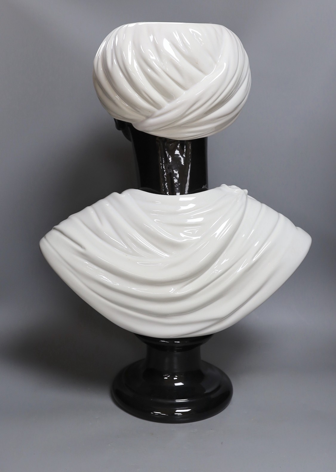 Attributed to Piero Fornasetti, a large ceramic bust of a Moor. 60cm tall